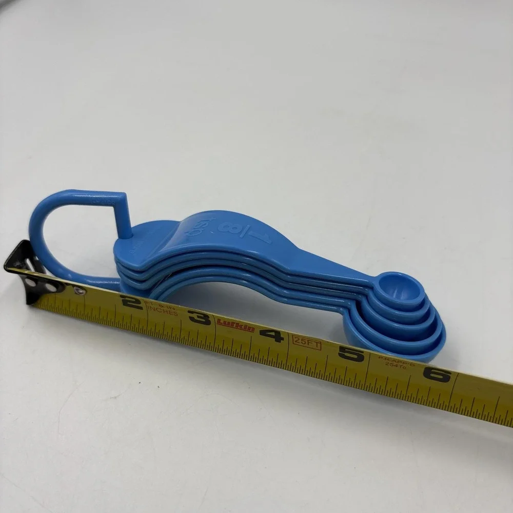 Tupperware Measuring Spoons Set Of 5 Piece Blue Plastic 1/8‎ Tsp To 1/2 Tbsp